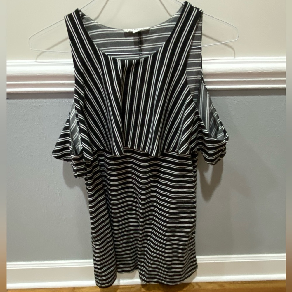 Black & White Striped Shoulder Dress